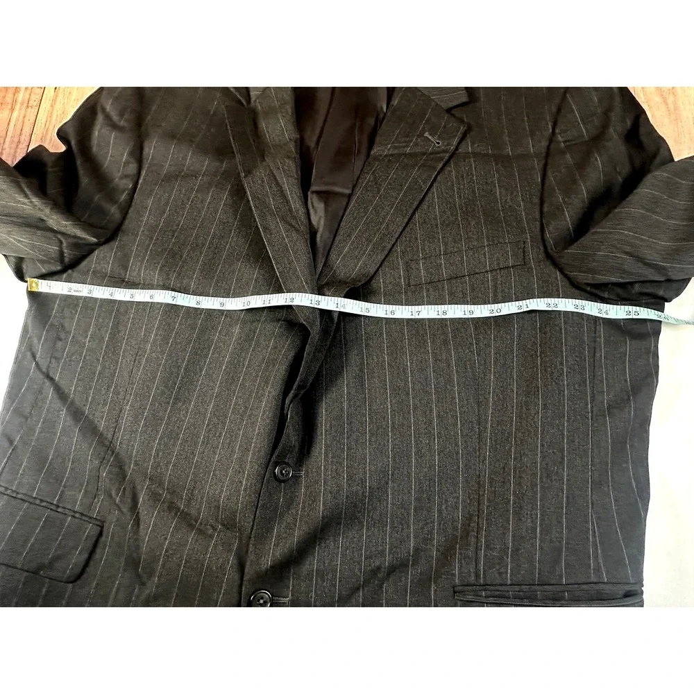 Joseph A Bank Men Blazer 50REG‎ Dark Gray Pinstriped 100% Wool 2 Button Front